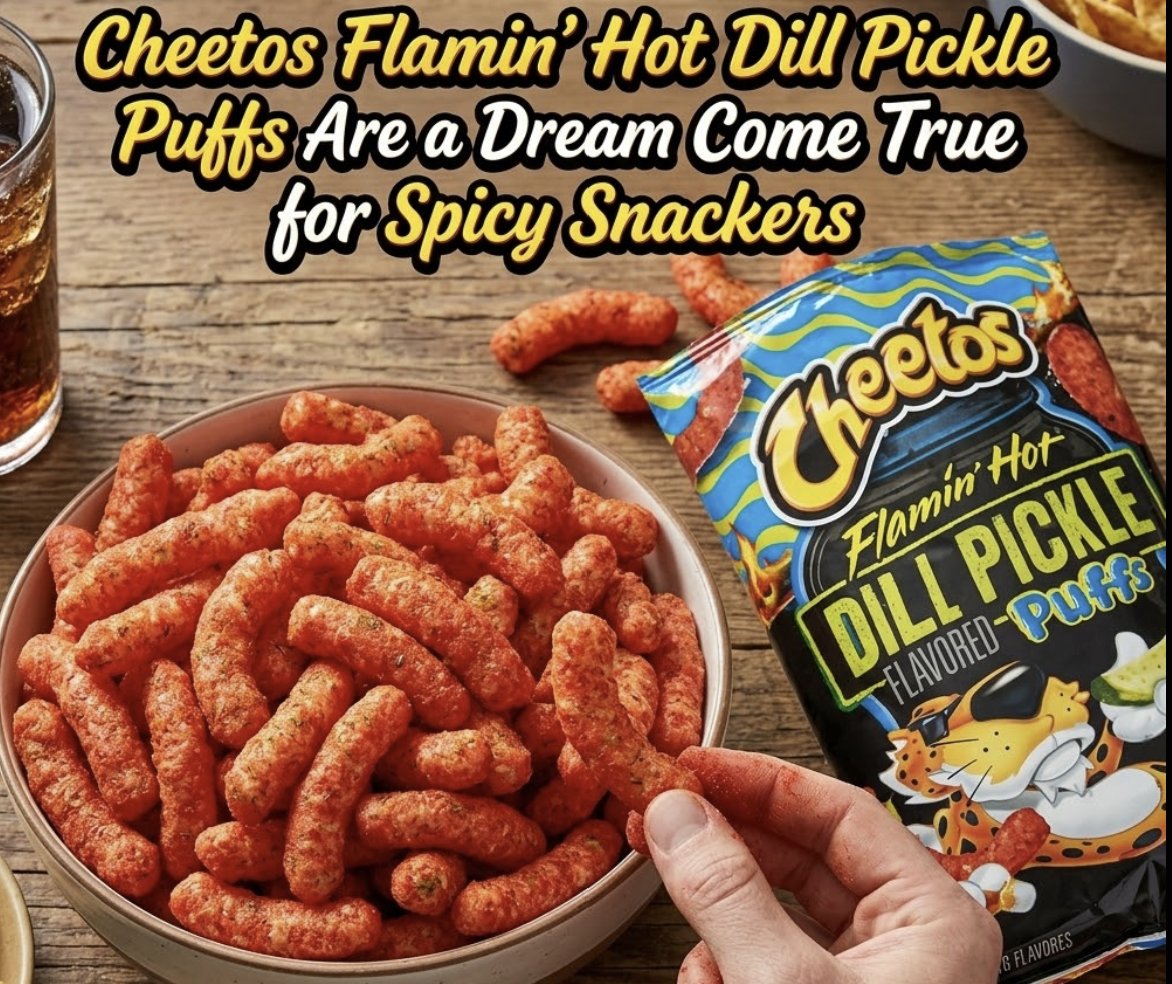 Cheetos Flamin' Hot Dill Pickle Puffs Are a Dream 